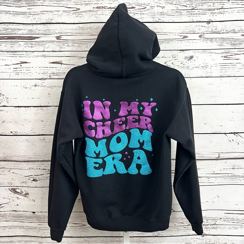 Hanes In My Cheer Mom Era Black Hoodie Size Small